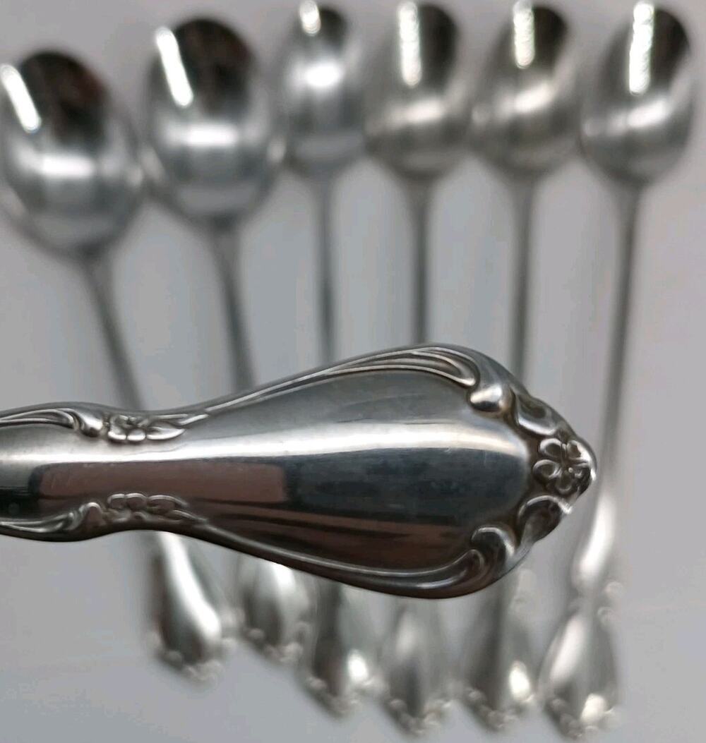 5+2X LH Tsp Oneida CHATEAU Stainless Flatware Long Handle Tea SPOONS Glossy USA